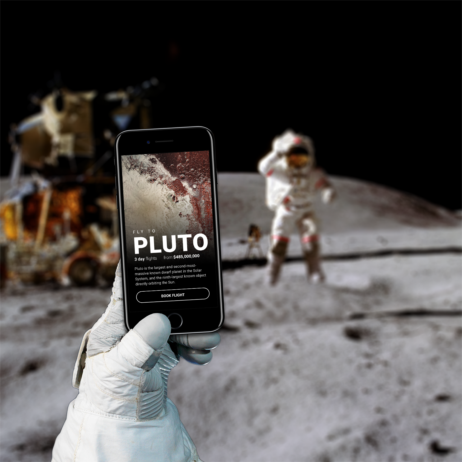 Mockup on moon fly
