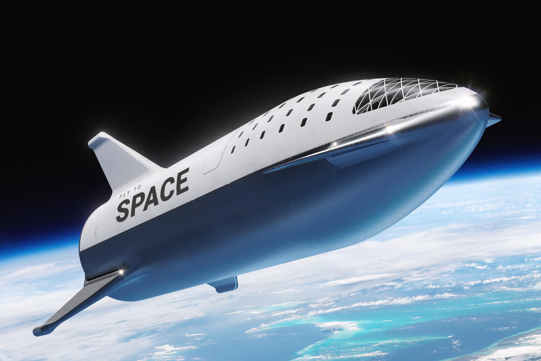 Mockup spaceship fly